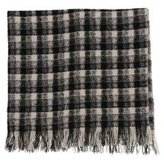 90s Karl Lagerfeld maxi wool scarf with black and white buffalo check pattern