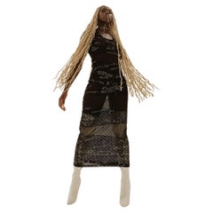 Maxi abito anni '90 Kenzo Jeans Club Mesh Transparent Graffiti Black Lace Signature