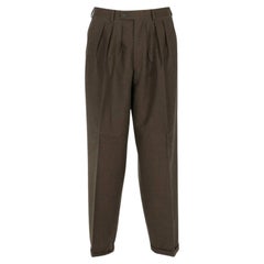 90s Kenzo khaki wool straight pleated trousers