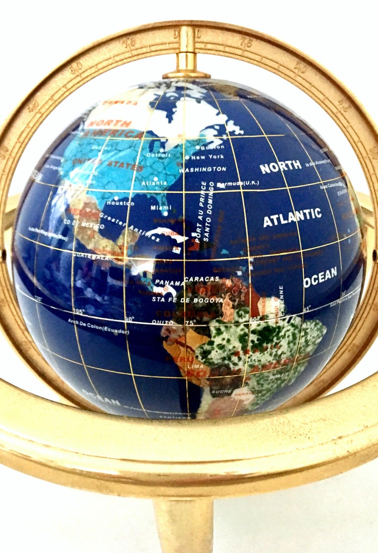 Globe Terrestre Décoratif En Pierres Semi-précieuses – Multicolore, Occasion, Art Minéral