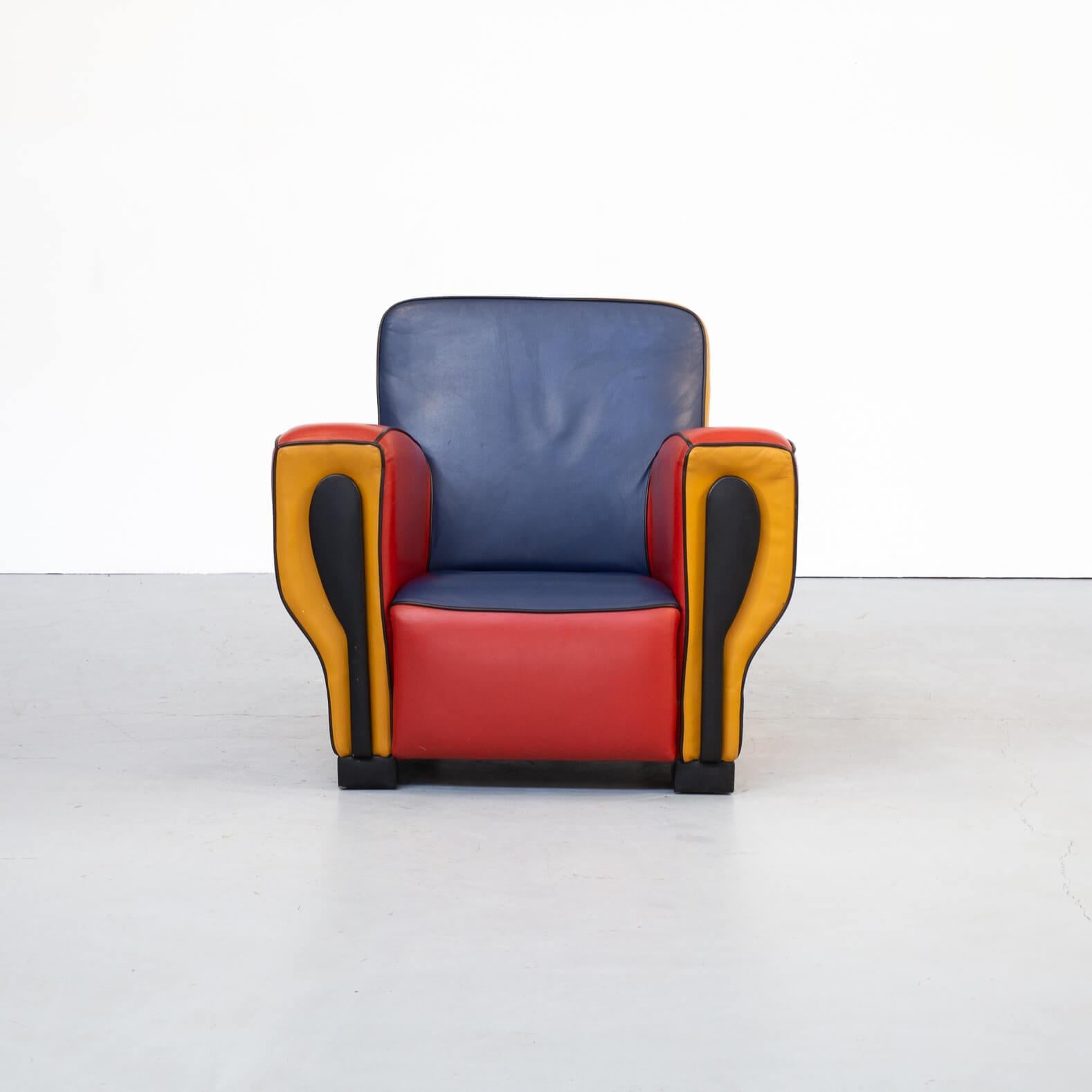 Very rare lounge chair designed by Peter van Zoetendaal (NL) in 1993. In those year the artist van Zoetendaal developed a small range of furniture in Hip-Hop style inspired of course by the rich decorated furnitures hip hop artists where using but