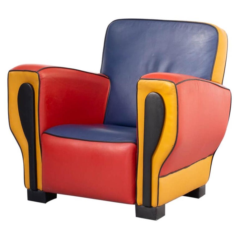 90s Leather Design Lounge Fauteuil Peter van Zoetendaal Hip-Hop Memphis  Style For Sale at 1stDibs