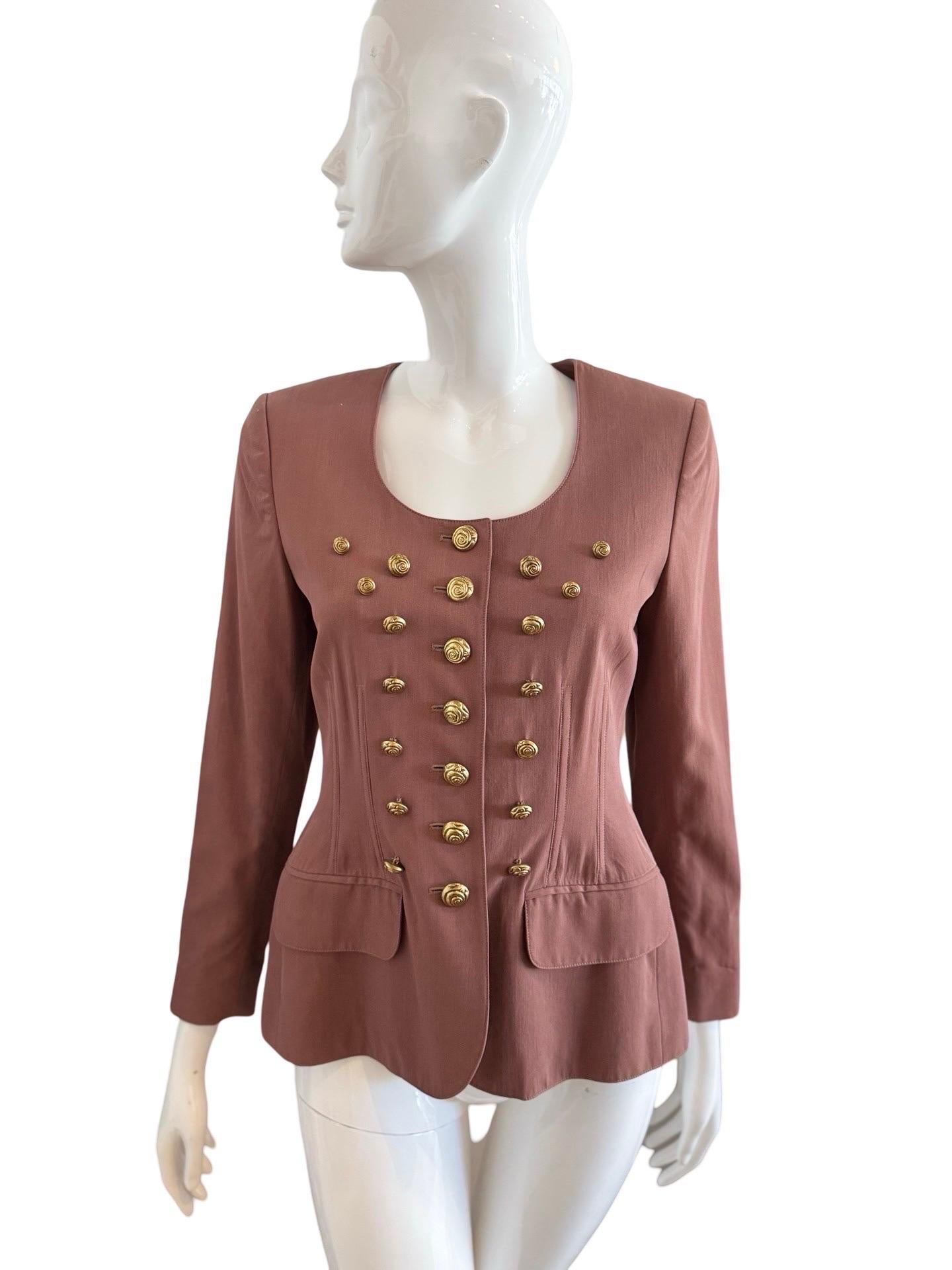 90s Lolita Lempicka Rose Button Jacket In Good Condition For Sale In Miami, FL