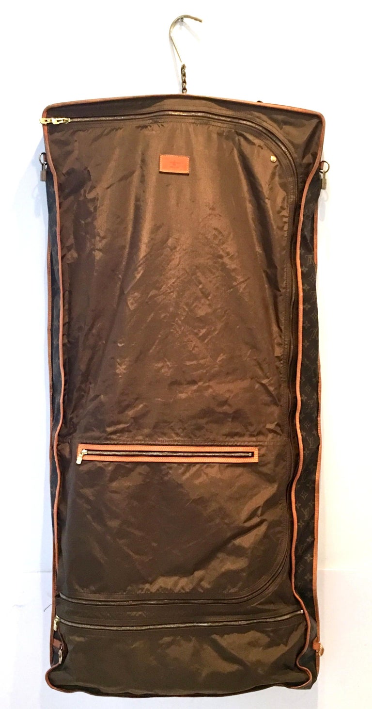 90&#39;S Louis Vuitton Canvas and Leather &quot;LV&quot; Monogram Hanging Travel Garment Bag For Sale at 1stdibs