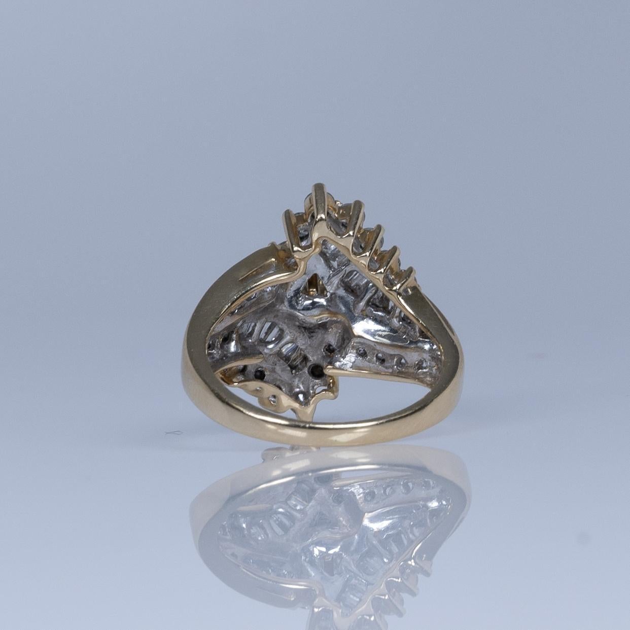 90'S Marquise Cut Diamond Yellow Gold Ring 1