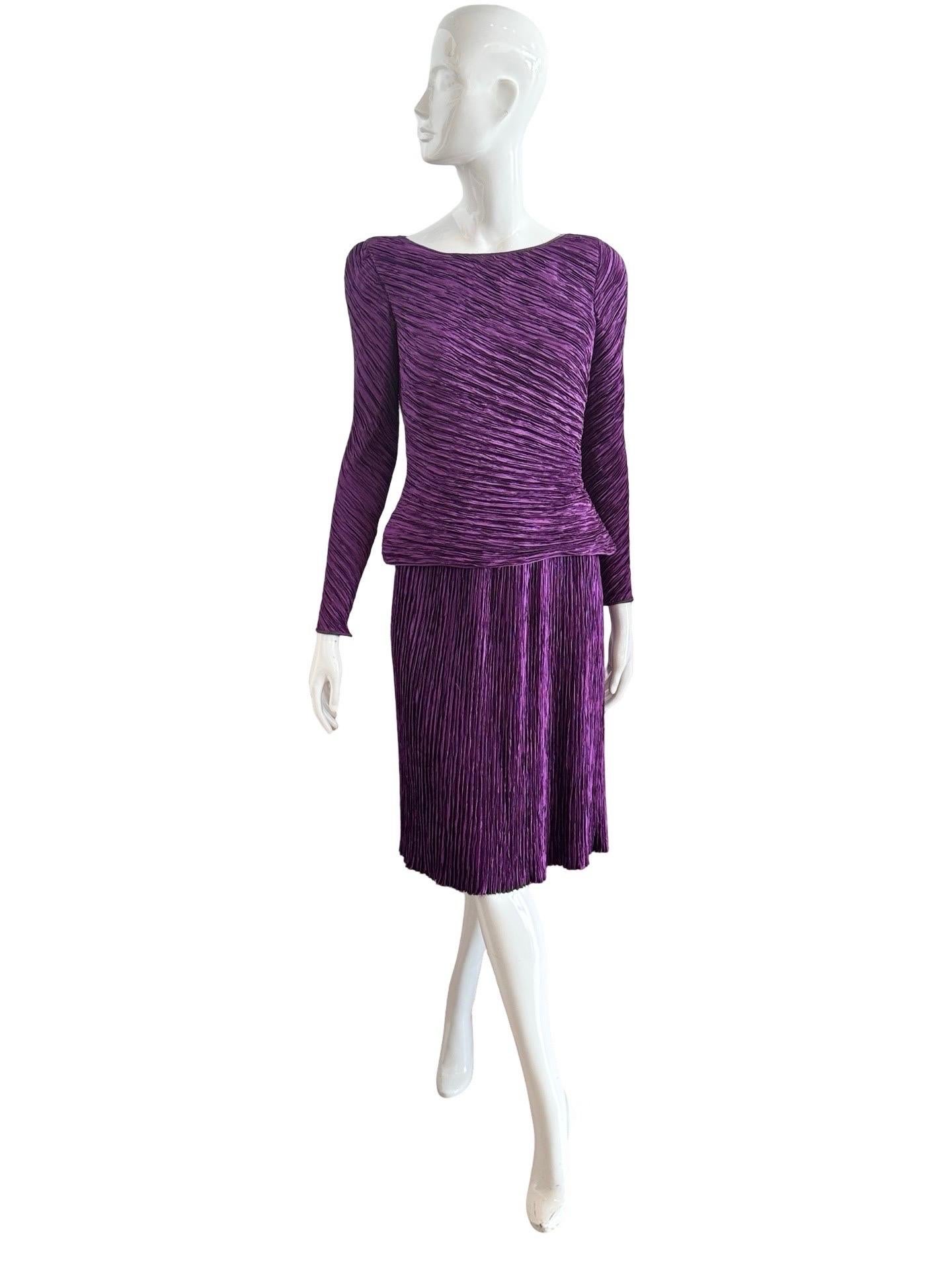 90s Mary McFadden Couture Purple Set For Sale 1
