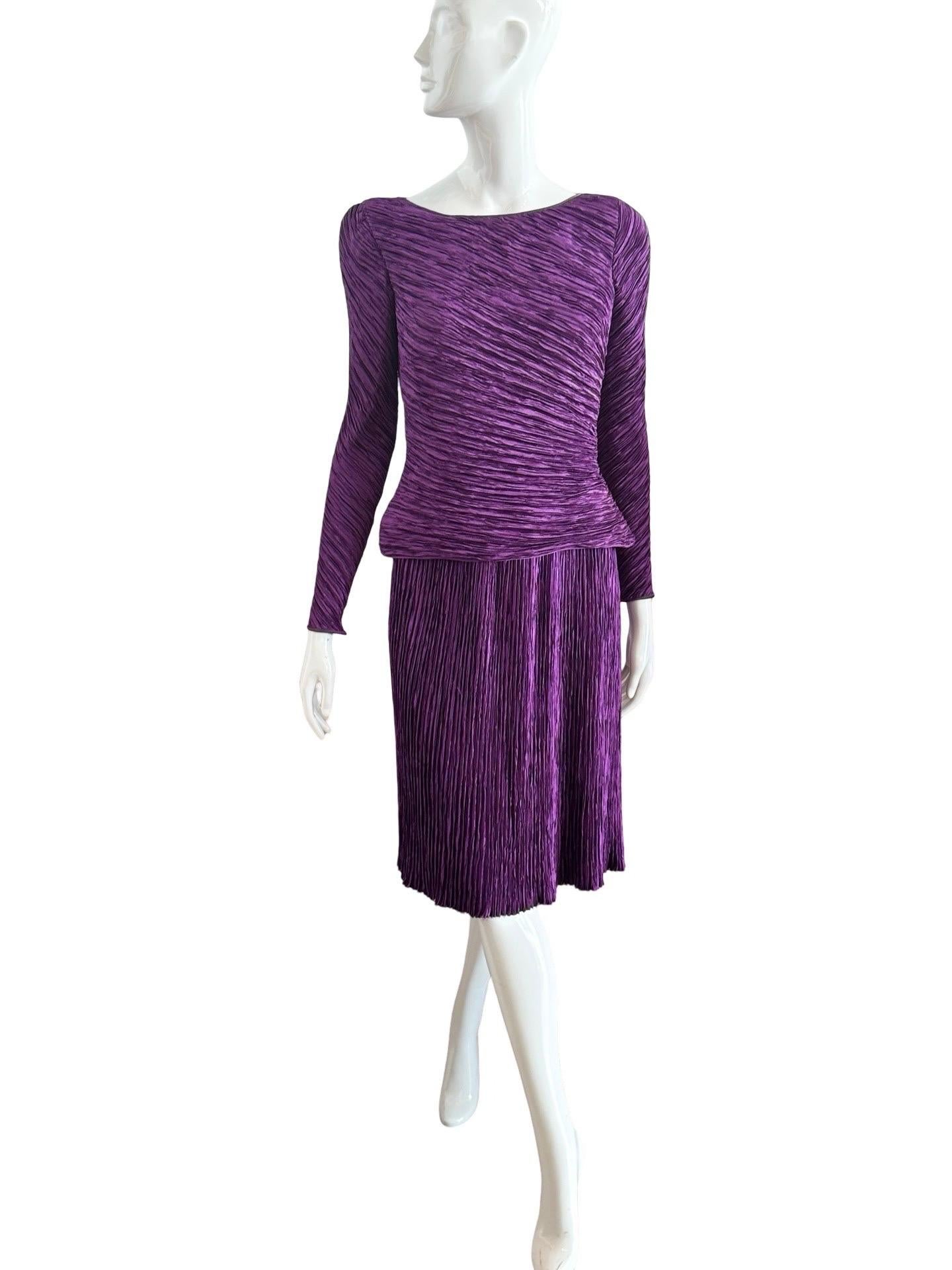 90s Mary McFadden Couture Purple Set For Sale 3