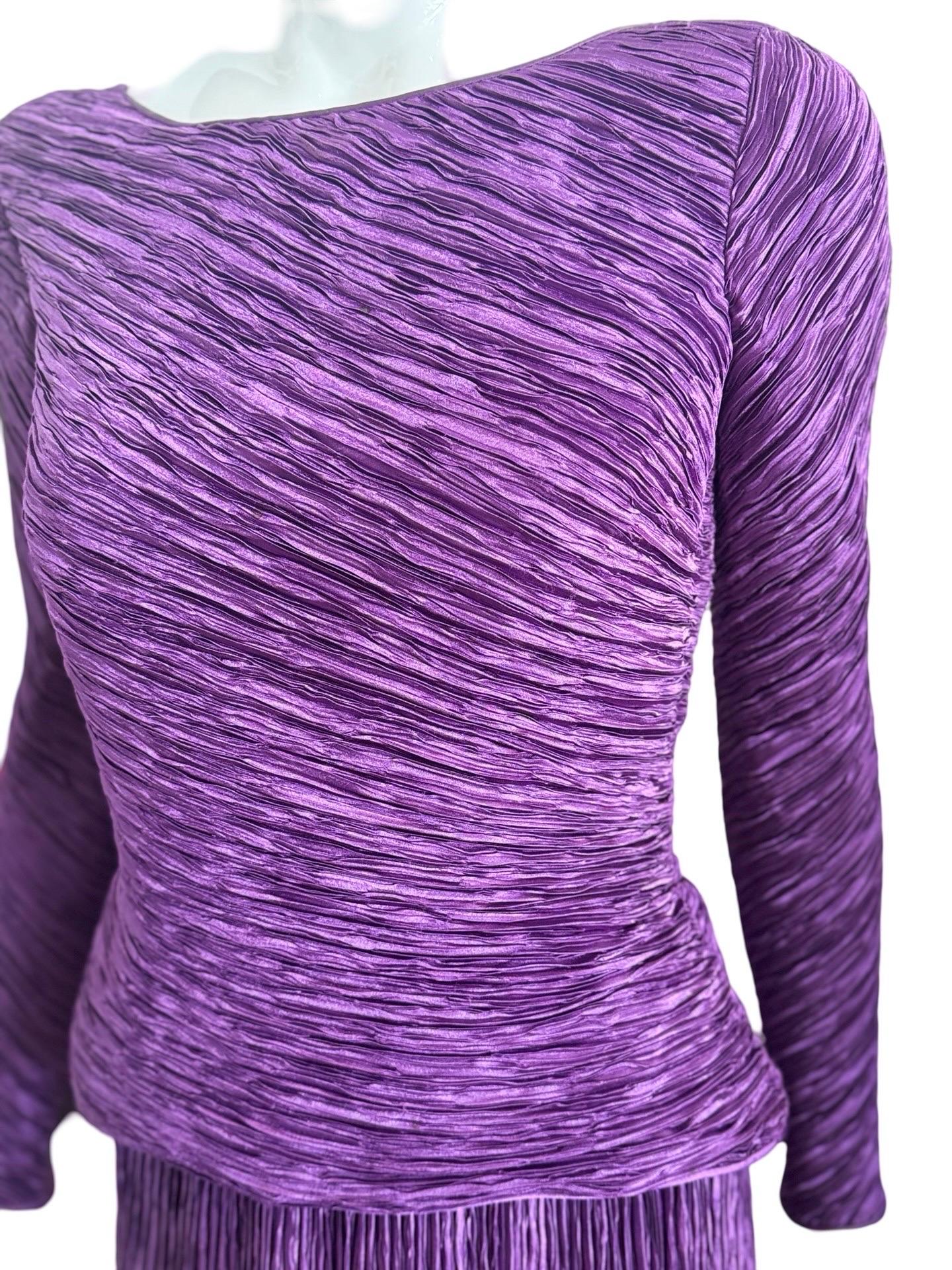 90s Mary McFadden Couture Purple Set For Sale 4