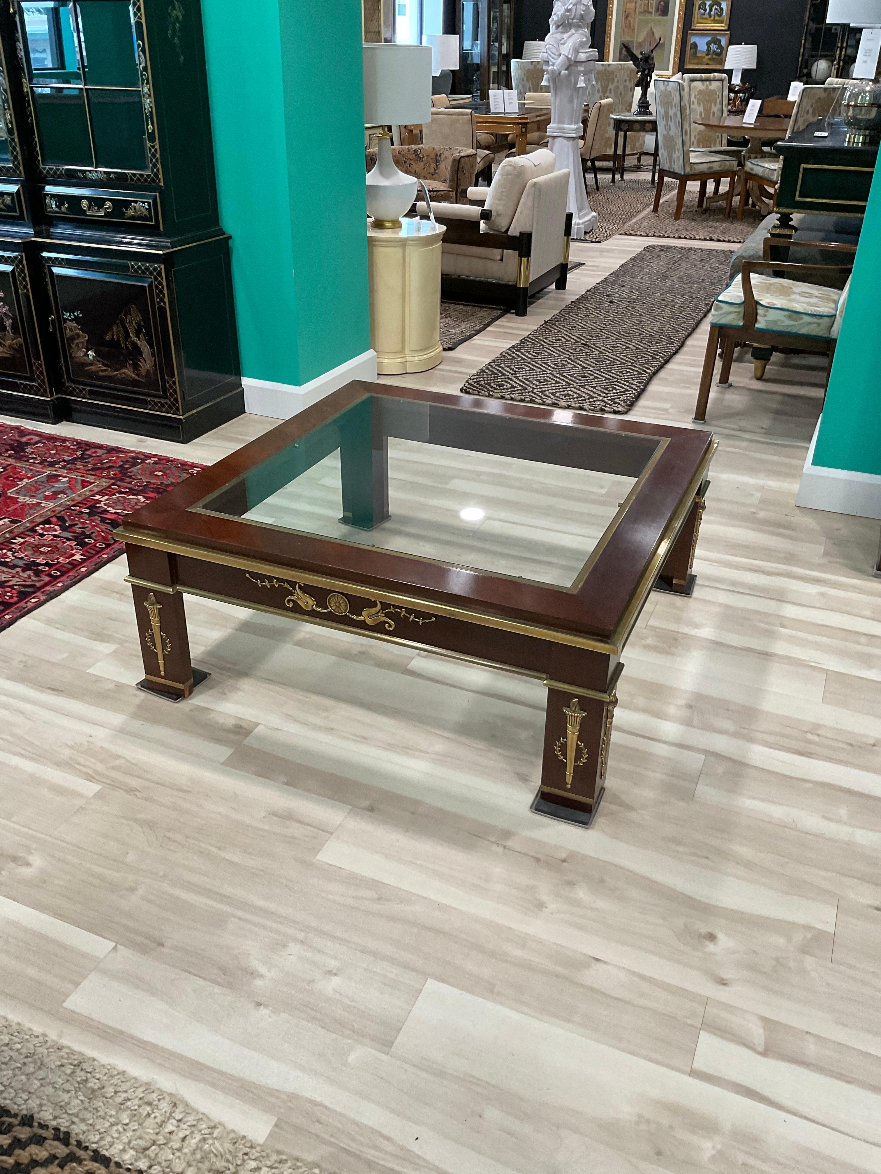 Brass 90s Mastercraft Neoclassical Coffee Table For Sale