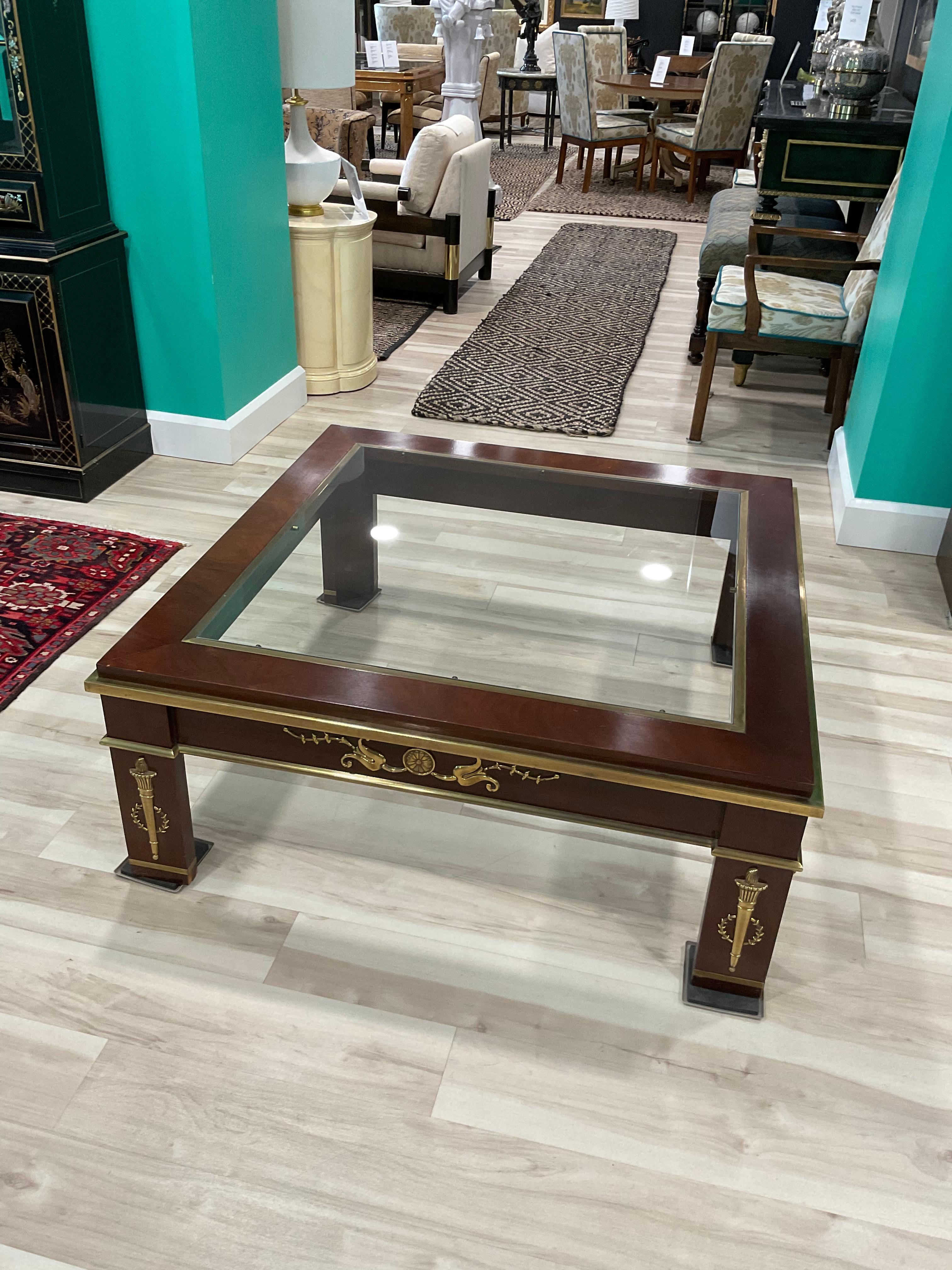 Appliqué 90s Mastercraft Neoclassical Coffee Table For Sale