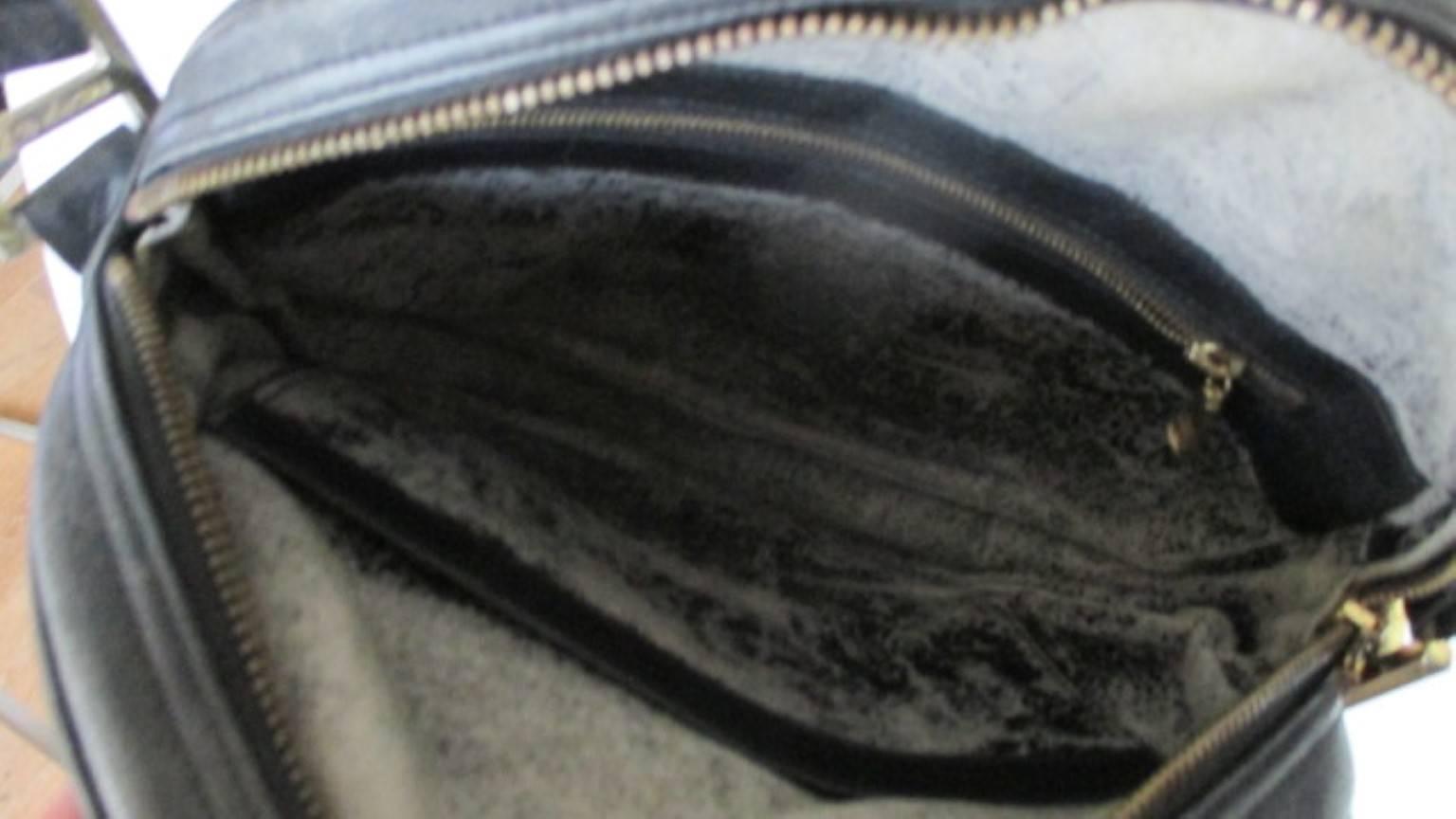 MCM Round Black Leather Cross Body Bag, 1990s 1