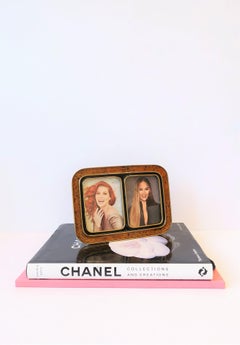 1990s Modern Black and Gold Double Picture Frame