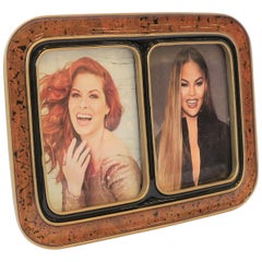 1990s Modern Black and Gold Double Picture Frame 1990s Modern Black and Gold Double Picture Frame