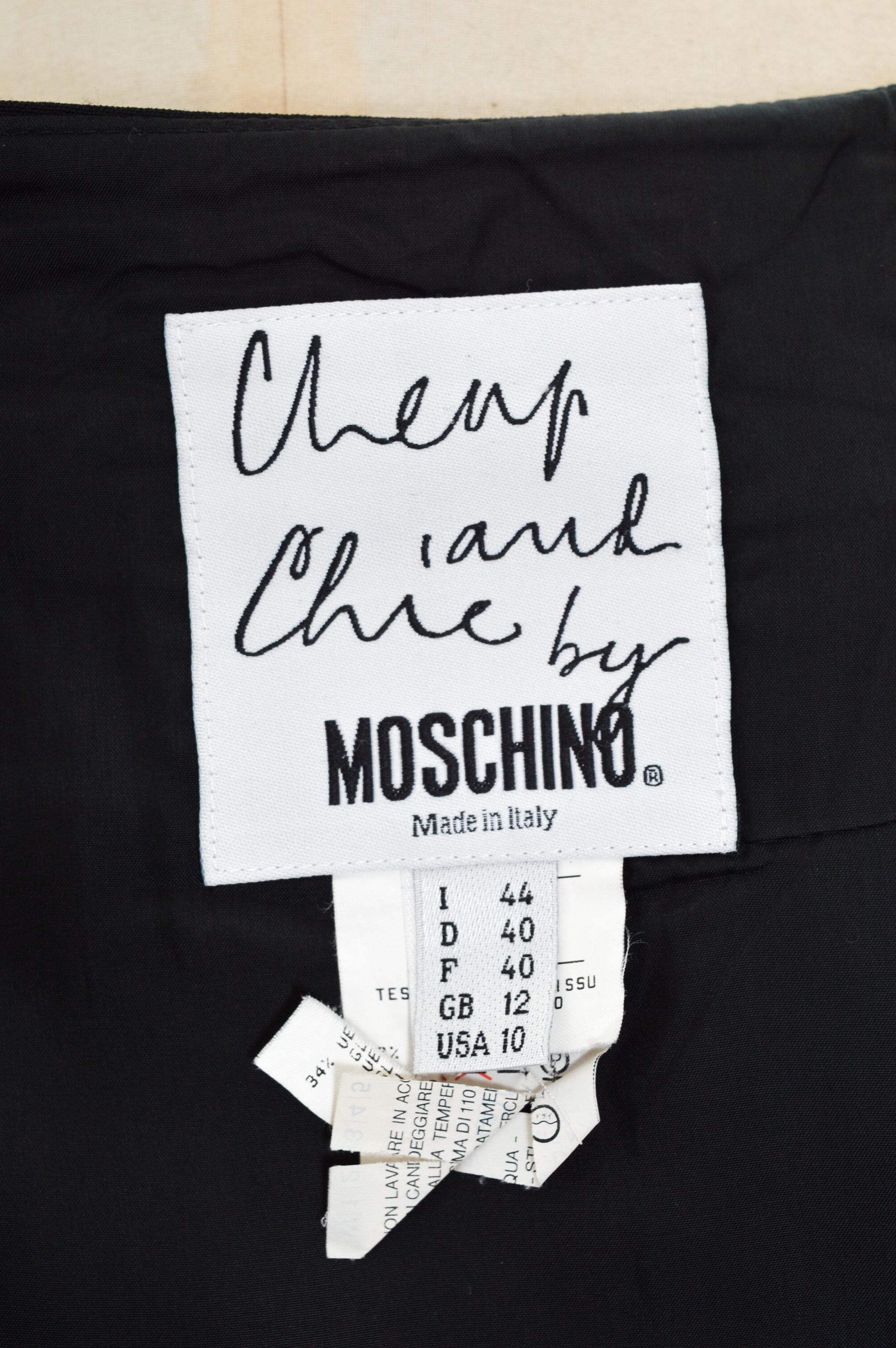 90er Moschino CHEAP & CHIC 2-teiliges Anzug-Set aus schwarzer Jacke und Minirock im Angebot 12