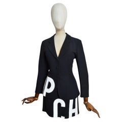 90er Moschino CHEAP & CHIC 2-teiliges Anzug-Set aus schwarzer Jacke und Minirock