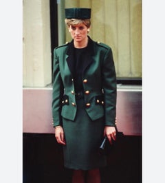 90's Moschino Green Military Skirt Suit as seen on Princess Diana