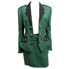 90's Moschino Green Military Skirt Suit as seen on Princess Diana