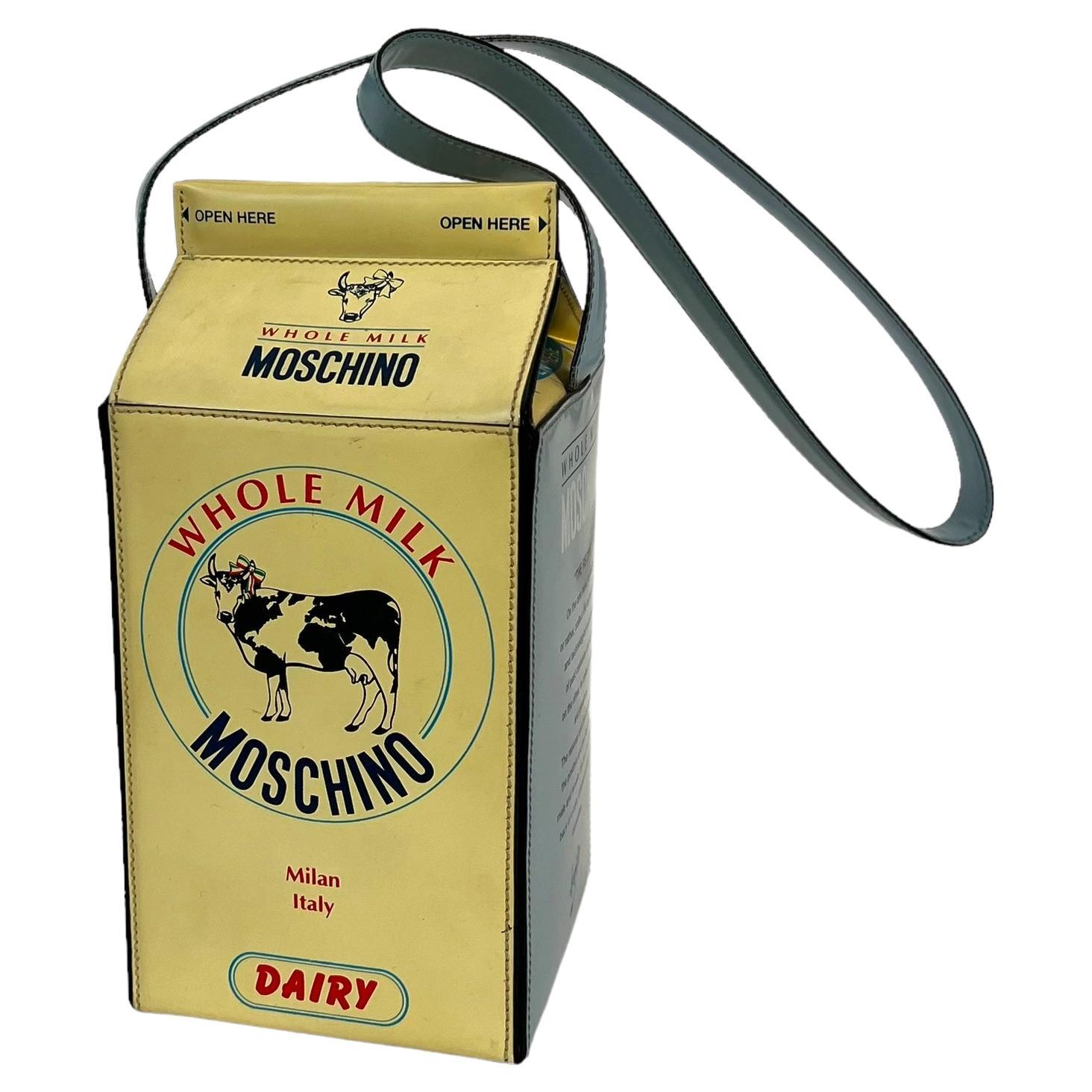 90’s Moschino Milk Carton Leather Shoulder Bag For Sale