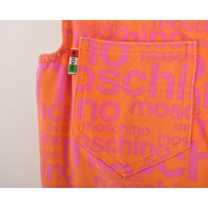 90's Moschino 'Off Key' Pink & Orange Sleeveless Crop Top Pattern Jacket For Sale 2