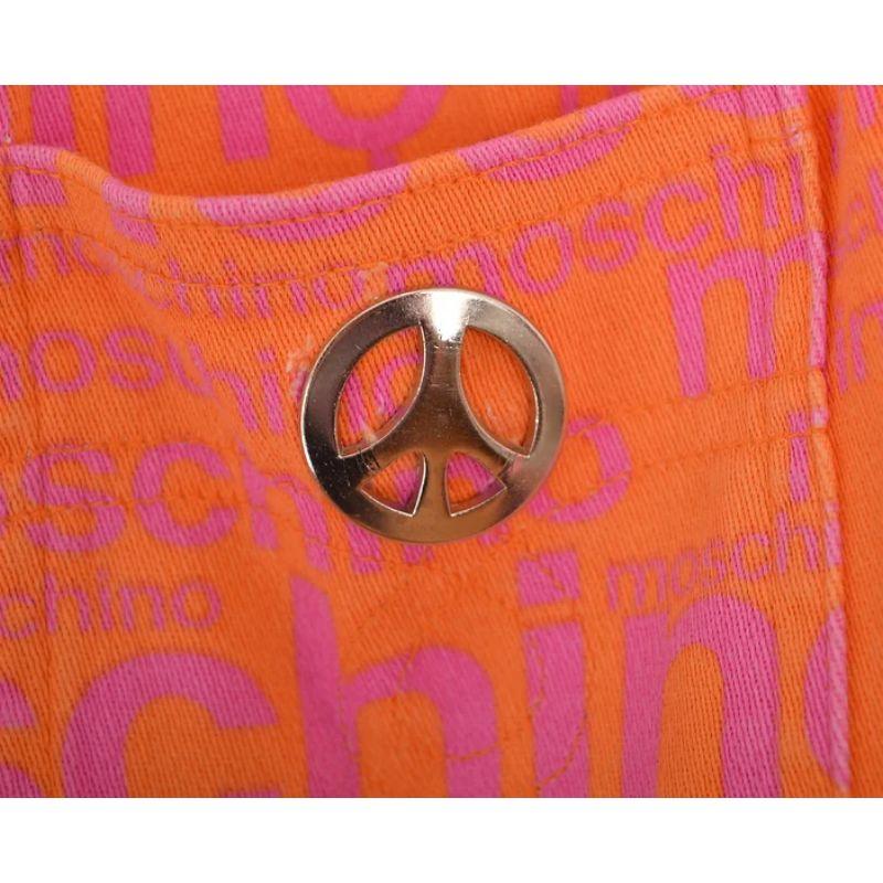 90's Moschino 'Off Key' Pink & Orange Sleeveless Crop Top Pattern Jacket For Sale 4