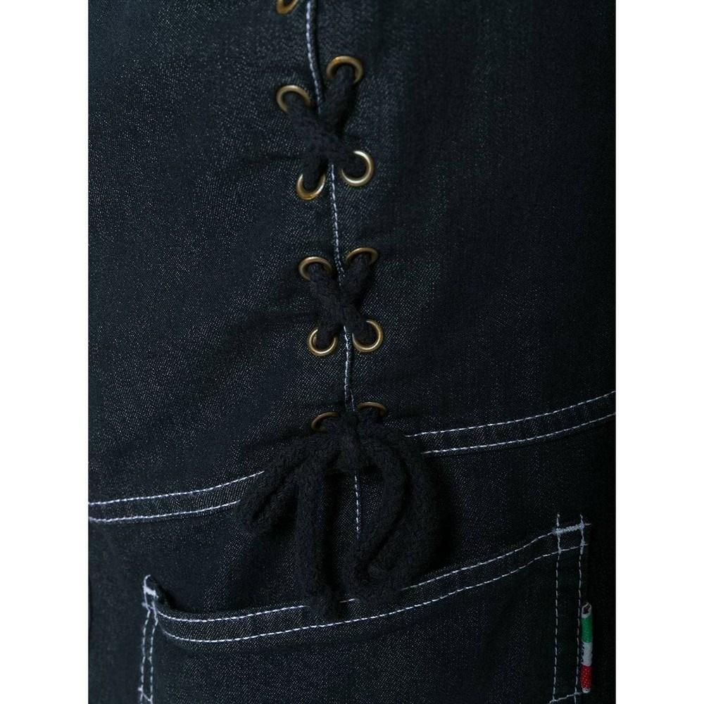 90s Moschino Vintage black denim dress with white details For Sale 1