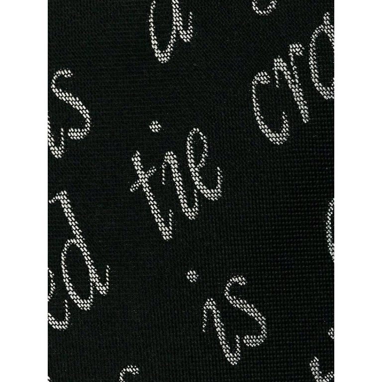 90s Moschino Vintage black silk tie with lettering print For Sale at ...
