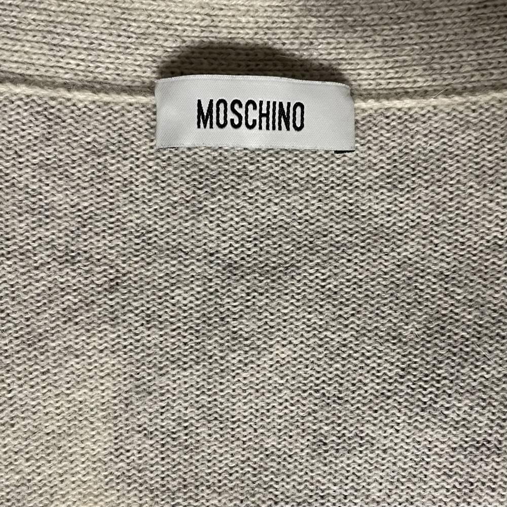 90s Moschino Vintage grey and off-white camouflage pattern wool long cardigan 1