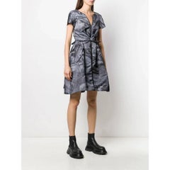 90s Moschino Vintage grey cotton printed ballroom dress