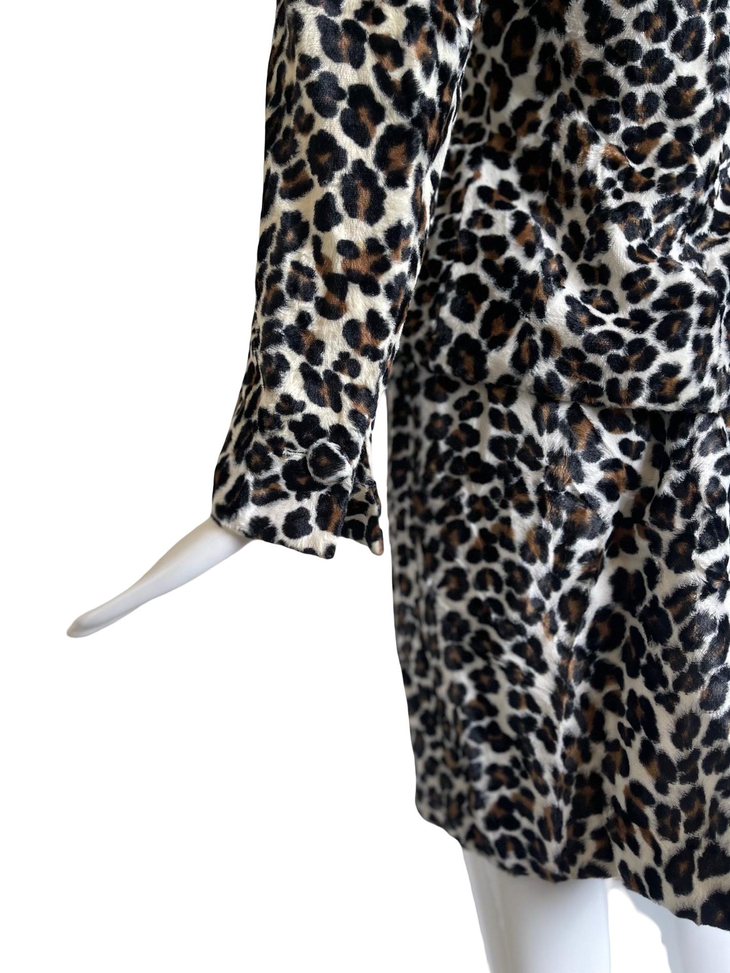 90s Norma Kamali Leopard Skirt Suit en Excelente estado para la venta en Miami, FL