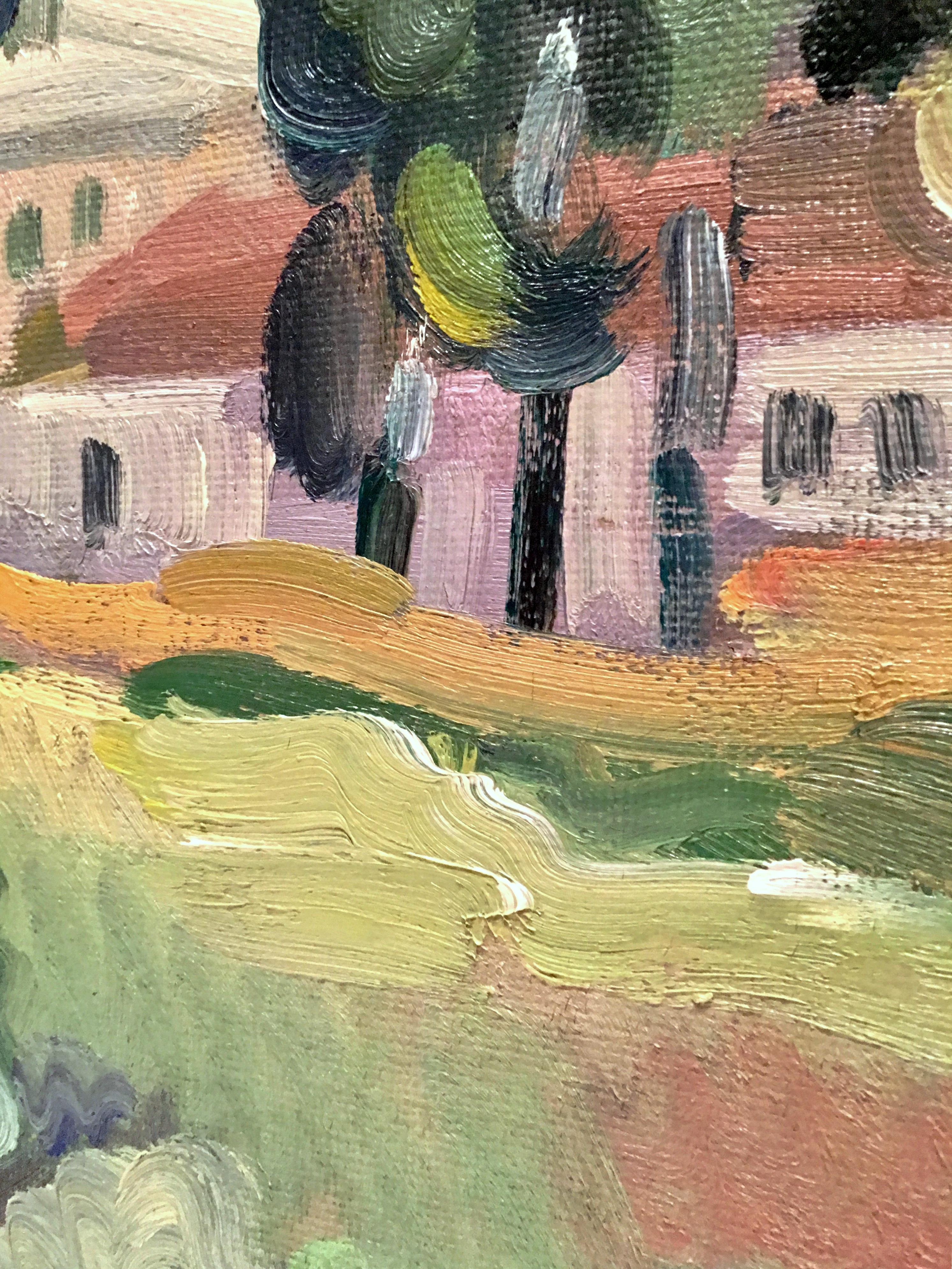 90'S Original Oil On Burlap Painting Landscape Painting By, D.H For Sale 1
