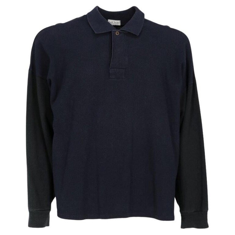 90s Paul Smith Vintage blue and black cotton polo shirt For Sale at 1stDibs