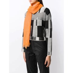 90s Pleats Please by Issey Miyake orange stripes linen scarf