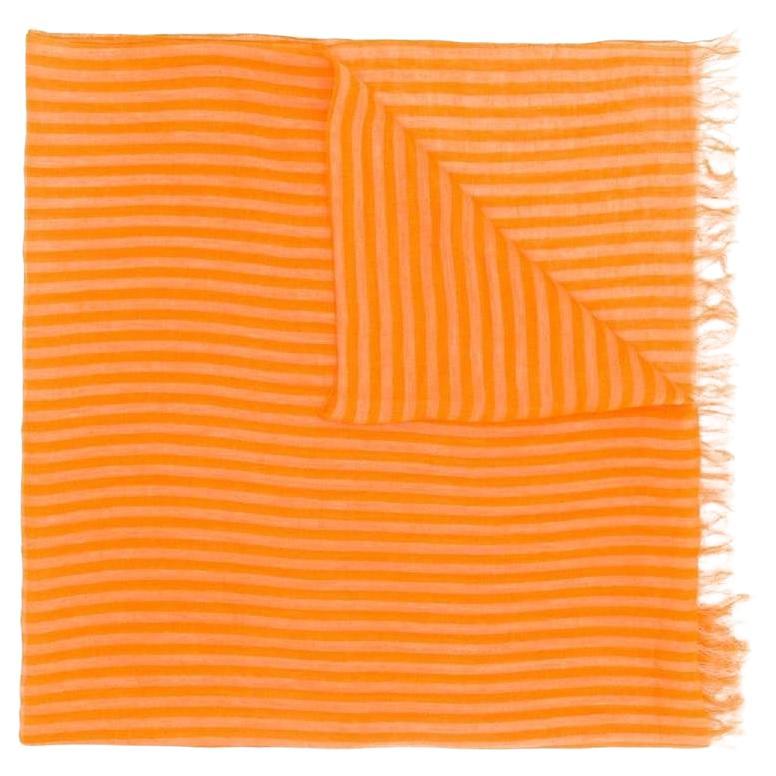 90s Pleats Please by Issey Miyake orange stripes linen scarf
