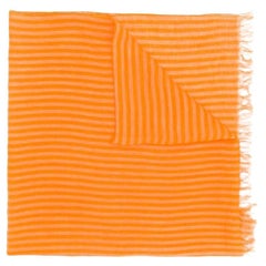 90s Pleats Please by Issey Miyake orange stripes linen scarf