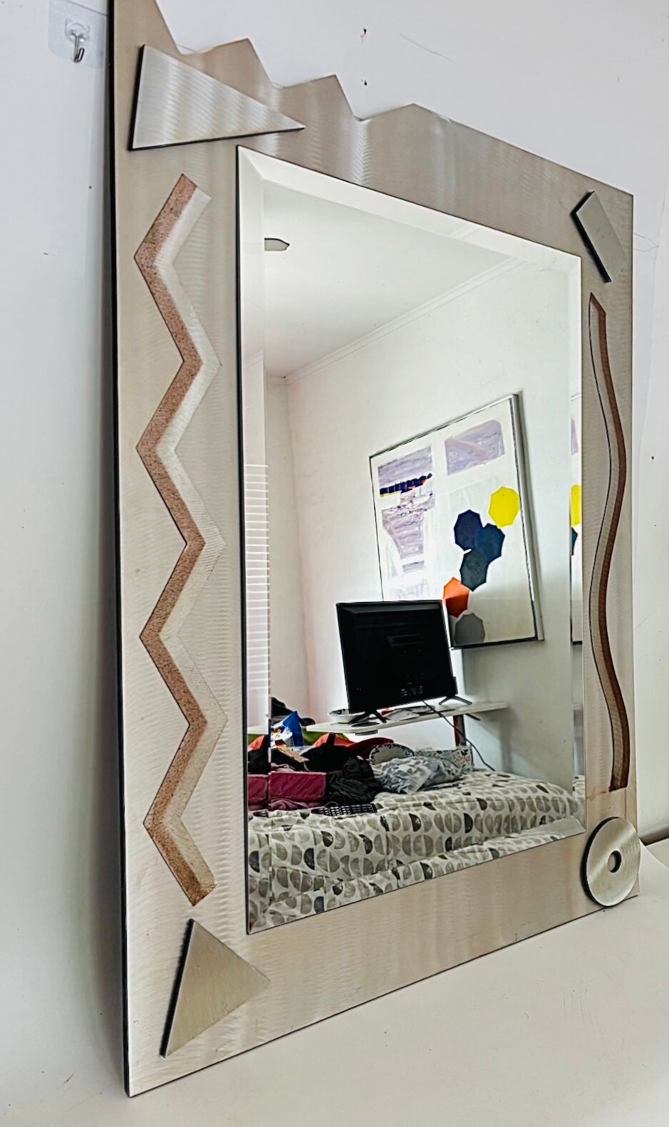 90s Post Modern Alessandro Mendini Glas Italia Memphis Industrial Wall Mirror