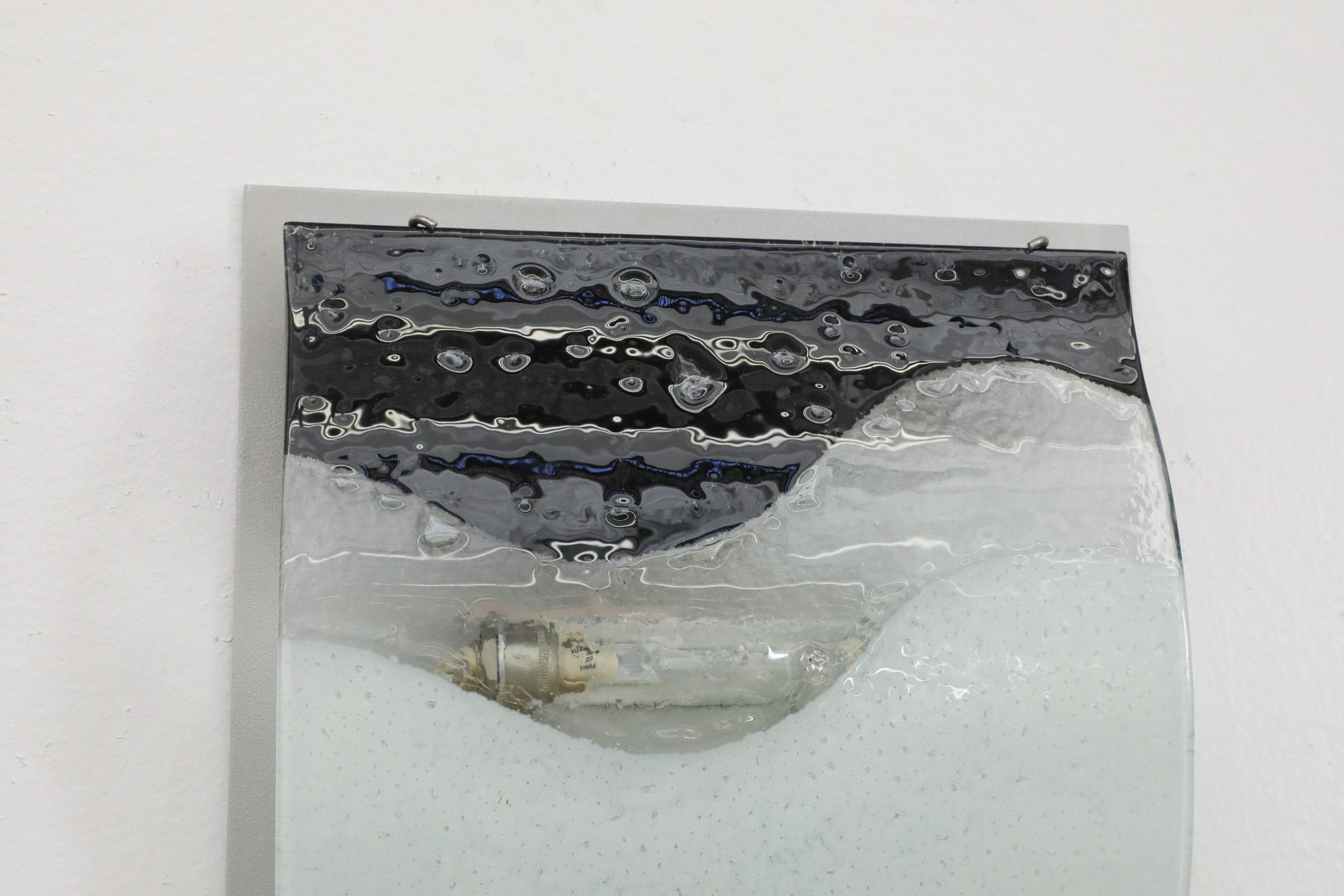 90's Post Modern Slumped Glass Wall Sconces (Metall) im Angebot