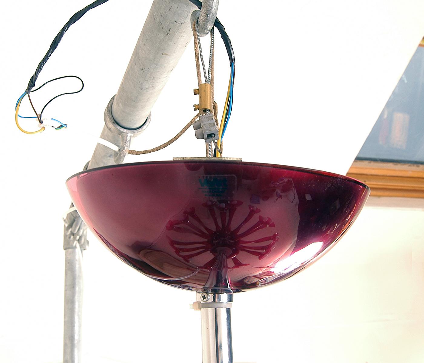 90s Postmodern VeArt Cranberry Glass Chandelier by Orni Halloween Artemide Italy 1