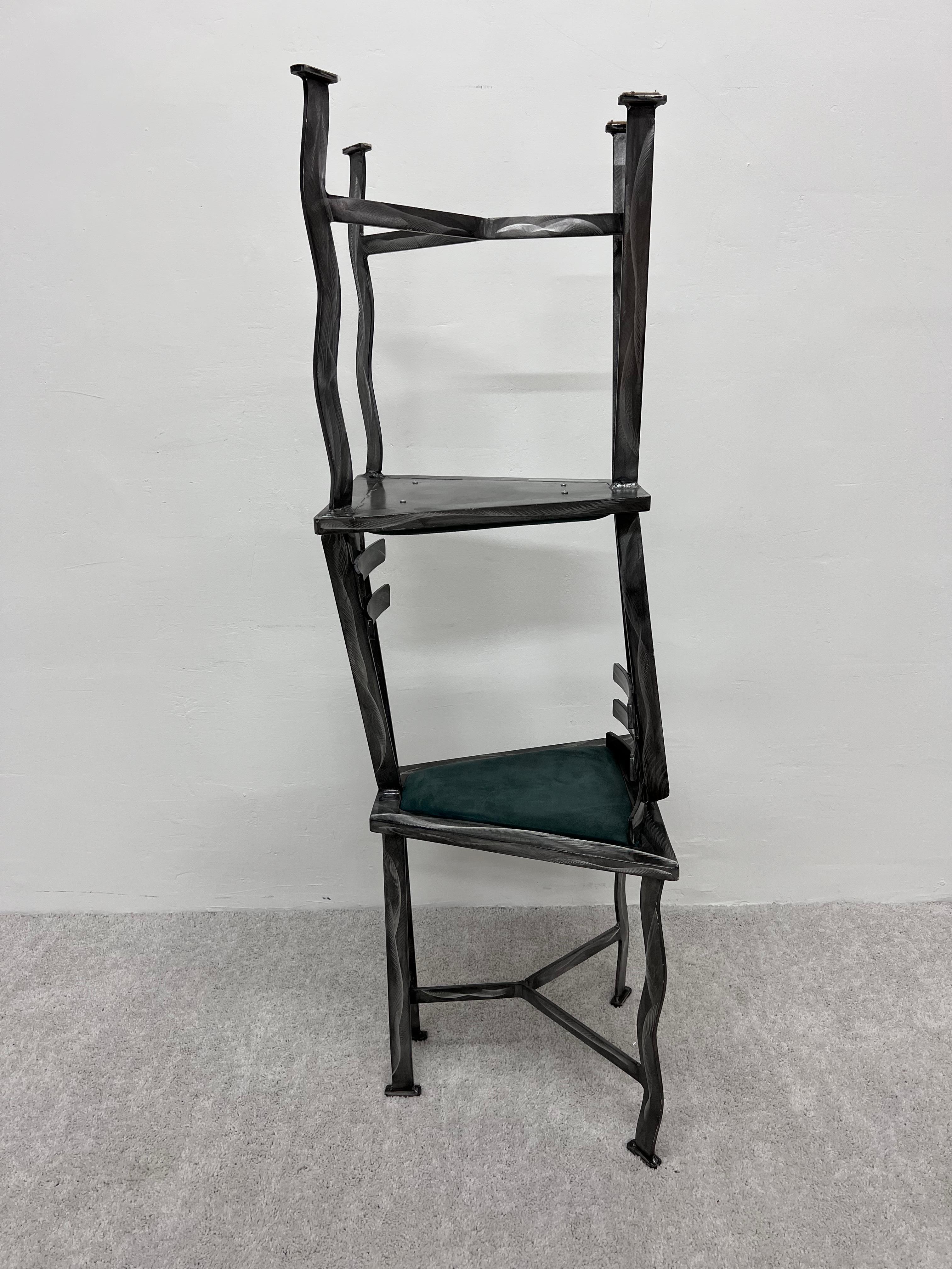 90s Postmodern Contemporary Welded Steel Studio Side Chairs, a Pair For Sale 3