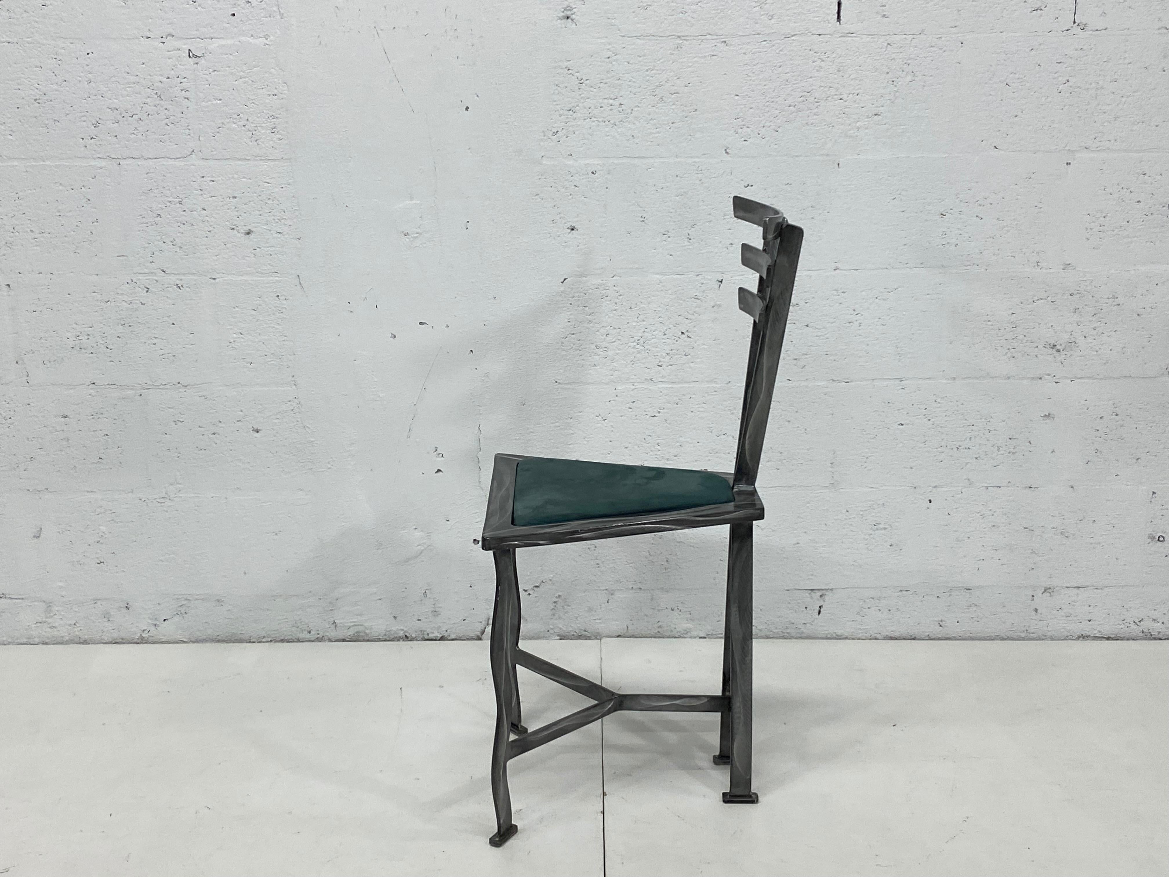 Post-Modern 90s Postmodern Contemporary Welded Steel Studio Side Chairs, a Pair