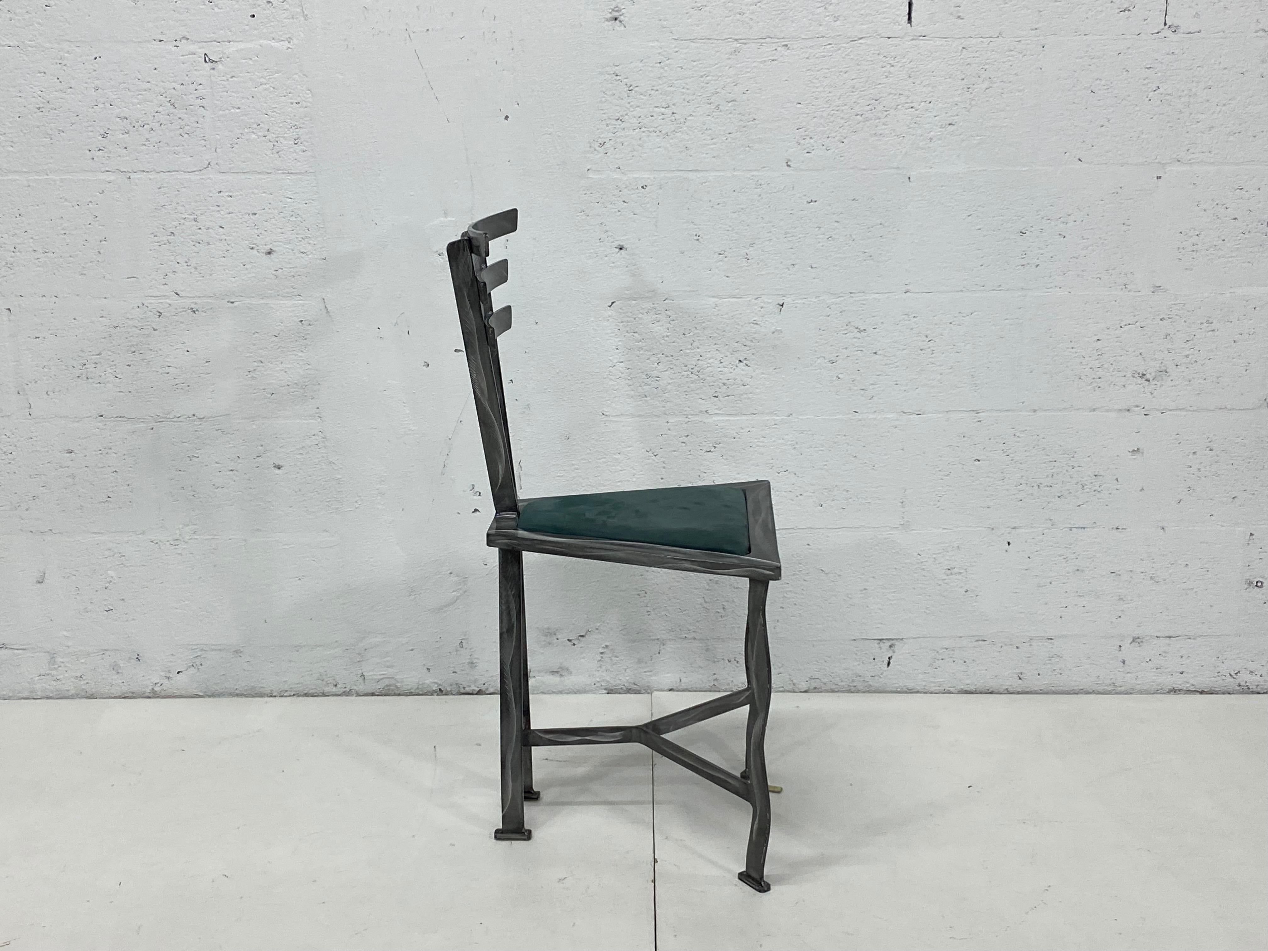 90s Postmodern Contemporary Welded Steel Studio Side Chairs, a Pair In Good Condition In Miami, FL