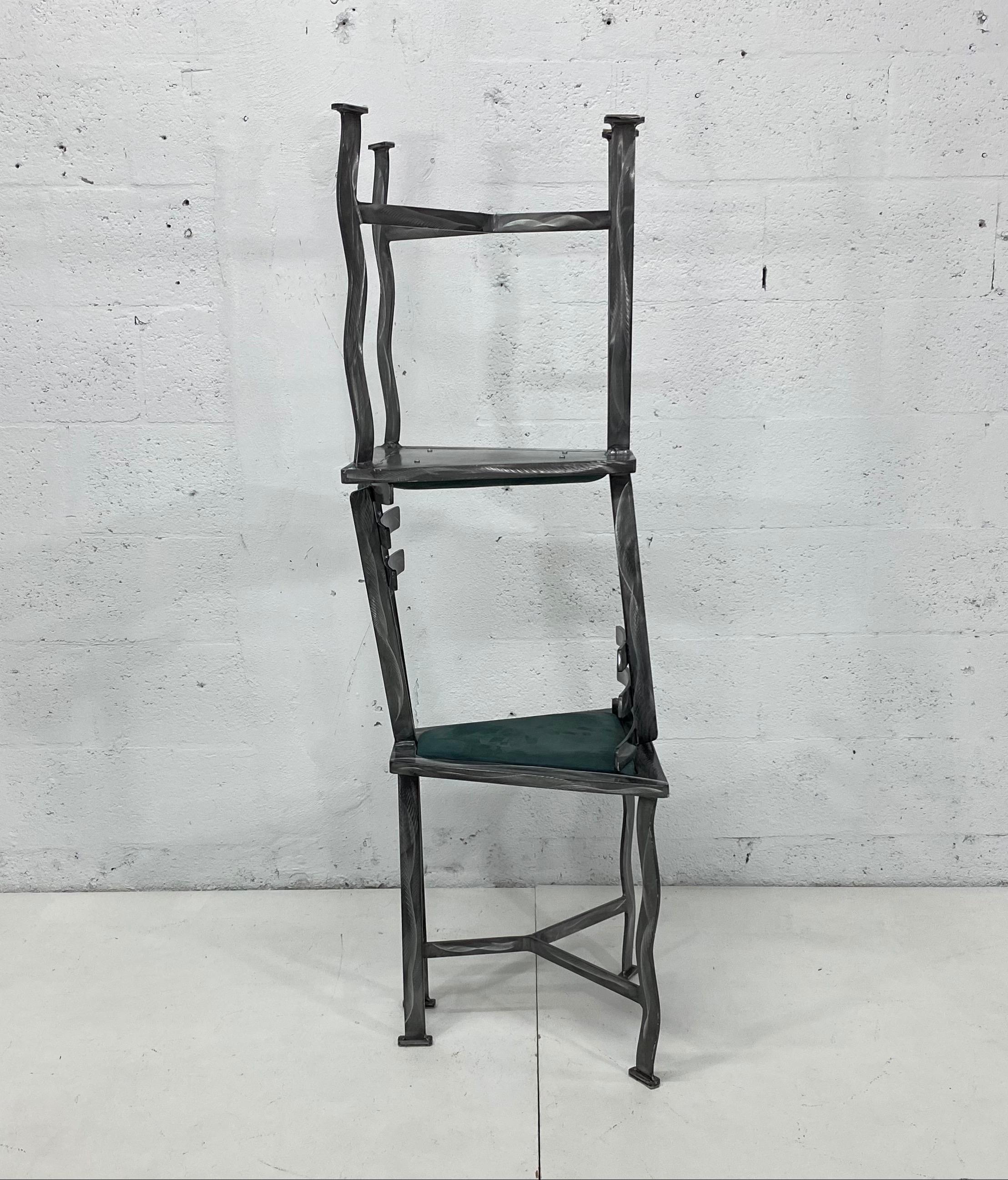 90s Postmodern Contemporary Welded Steel Studio Side Chairs, a Pair 2