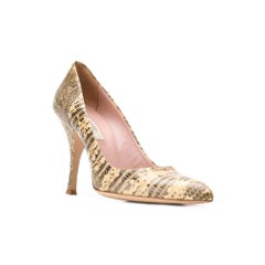 90er Jahre Prada Beige und braune Schlangenleder-Stiletto-Absatz mit Absatz