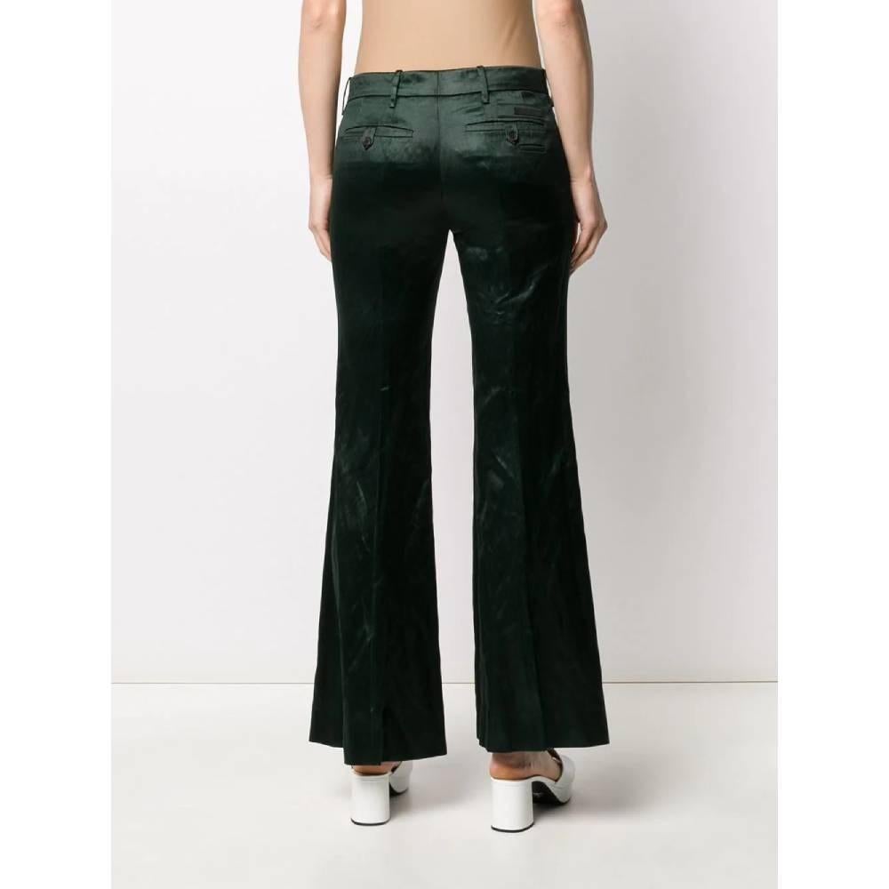 90s Prada dark green silk blend trousers In Good Condition In Lugo (RA), IT