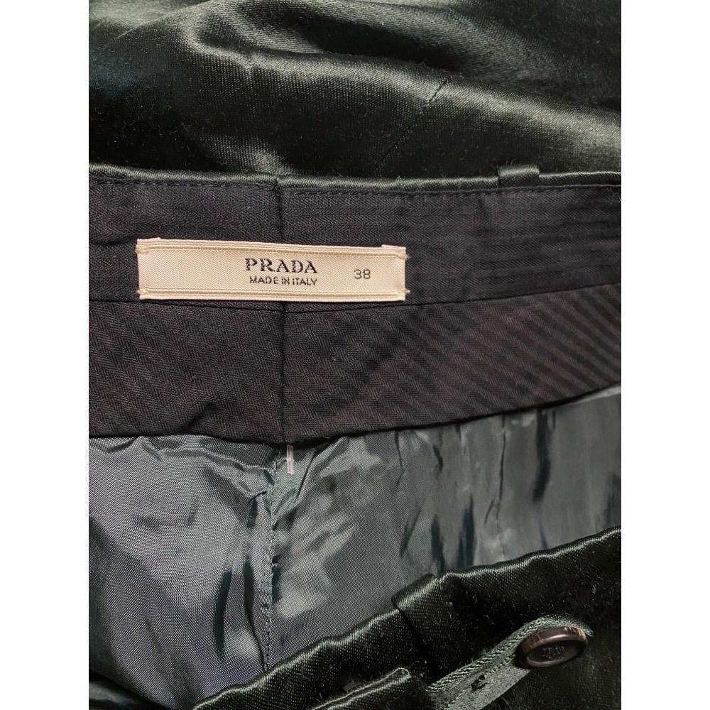 90s Prada dark green silk blend trousers 2