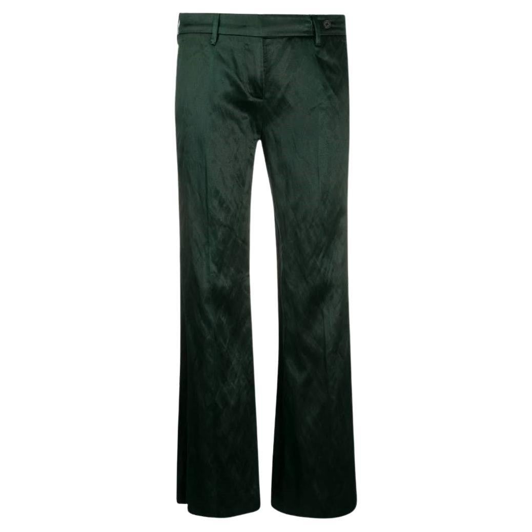 90s Prada dark green silk blend trousers