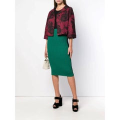 90s Prada Vintage bordeaux cotton crop jacket with floreal print