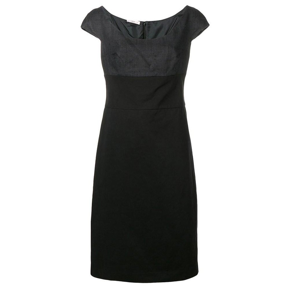 90s Prada Vintage grey and black midi dress