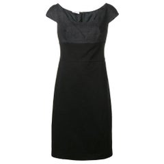 90s Prada Vintage grey and black midi dress