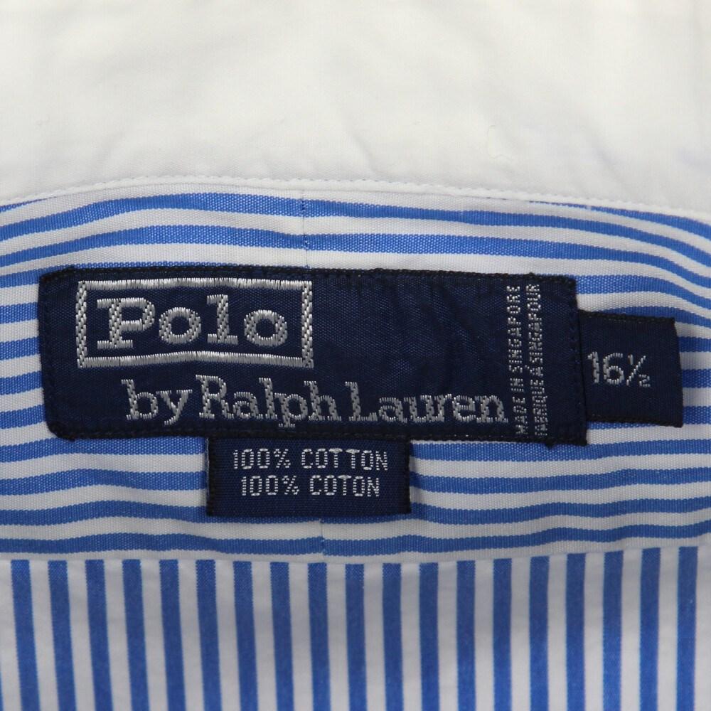 Purple 90s Ralph Lauren white and blue striped cotton shirt For Sale