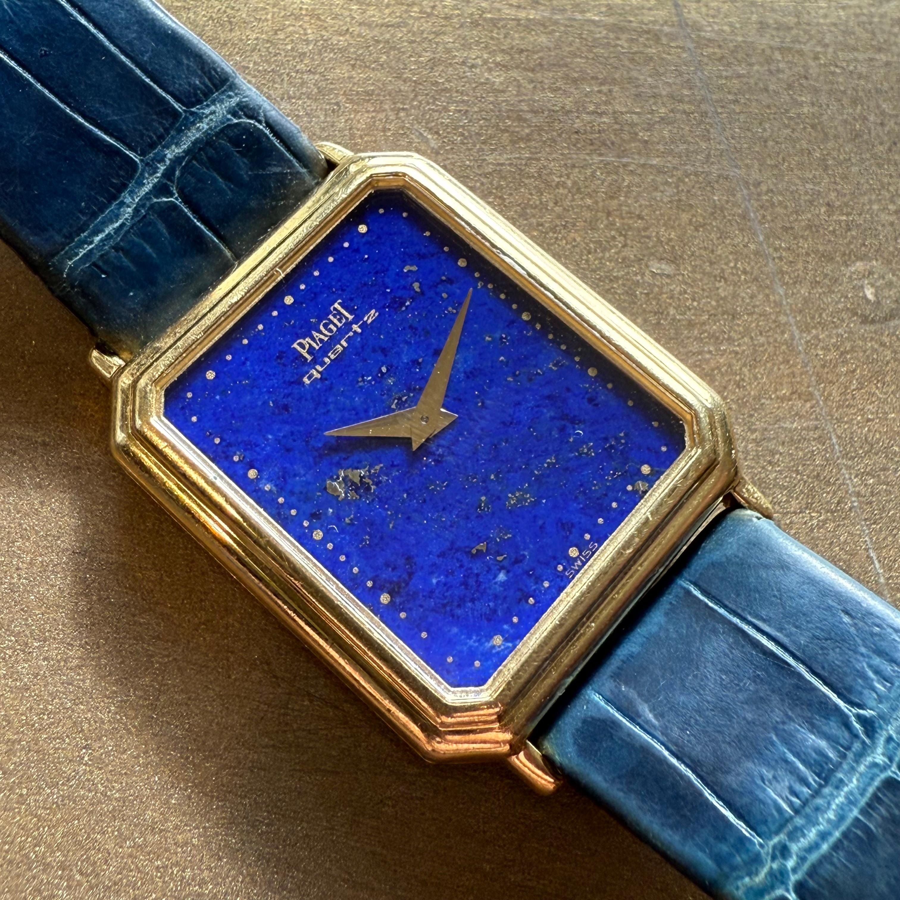 Ottagono 90's Rare Piaget 7148 Lapislazzuli Oro Giallo in vendita